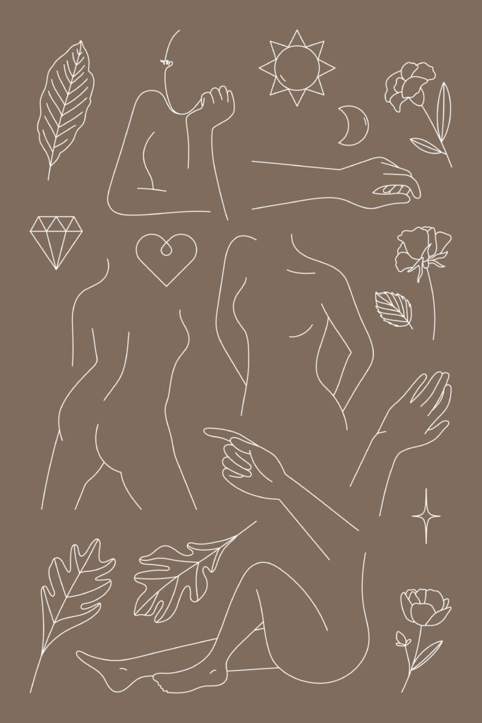 Feminine line art collection vector