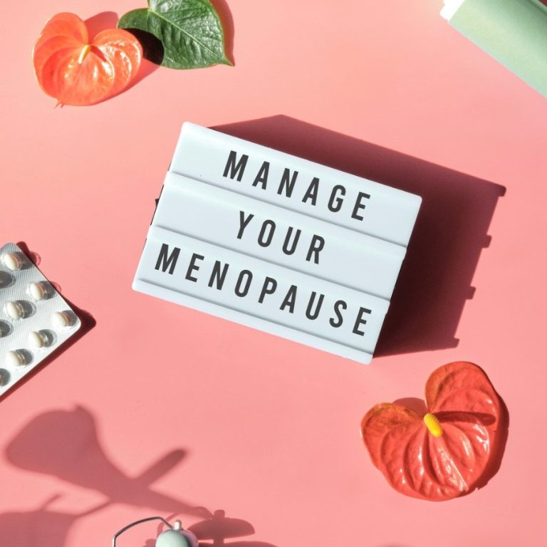 Colorful canvas and manage your menopause banner on top